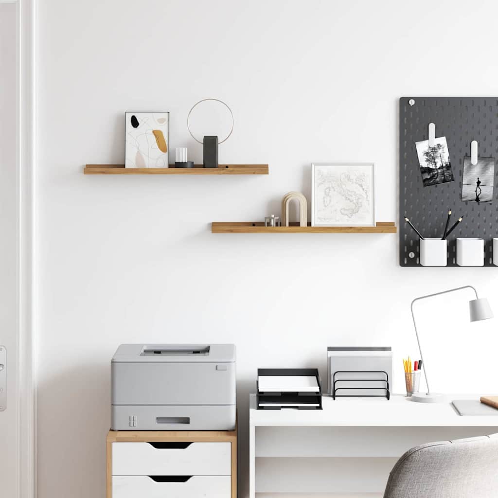 Wandplank met plank 2 pcs Bruin 60 x 9 x 3 cm Bewerkt hout is nu te koop bij PeponiXL, paradijselijk wonen!