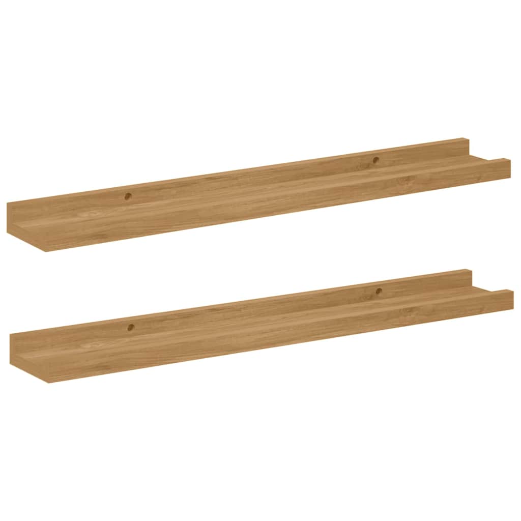 Wandplank met plank 2 pcs Bruin 60 x 9 x 3 cm Bewerkt hout is nu te koop bij PeponiXL, paradijselijk wonen!