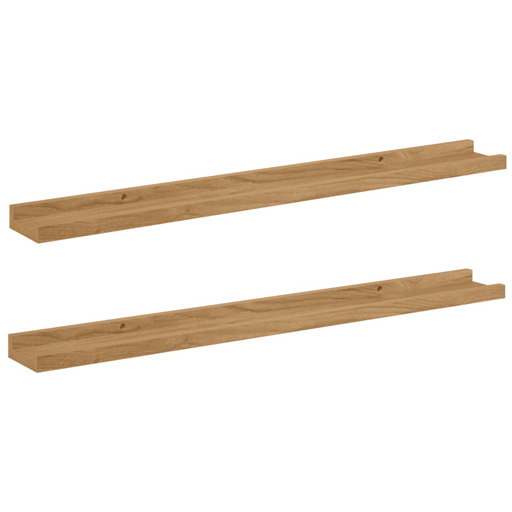 Wandplank met plank 2 pcs Bruin 80 x 9 x 3 cm Bewerkt hout is nu te koop bij PeponiXL, paradijselijk wonen!