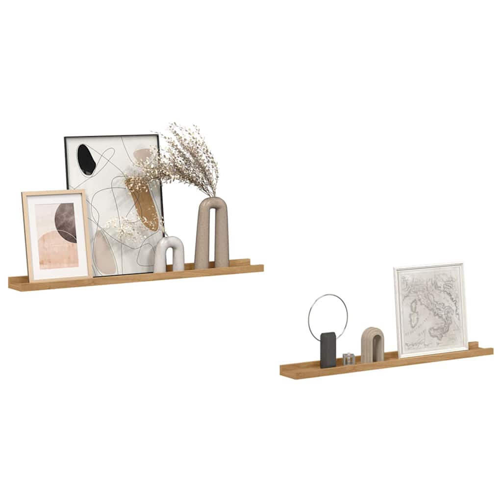 Wandplank met plank 2 pcs Bruin 80 x 9 x 3 cm Bewerkt hout is nu te koop bij PeponiXL, paradijselijk wonen!