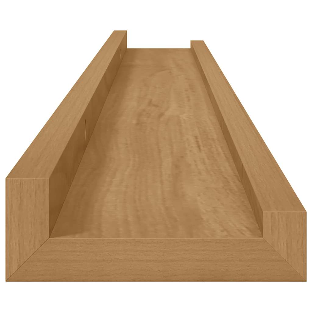 Wandplank met plank 2 pcs Bruin 80 x 9 x 3 cm Bewerkt hout is nu te koop bij PeponiXL, paradijselijk wonen!