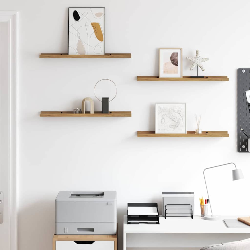 Wandplank met plank 4 pcs Bruin 60 x 9 x 3 cm Bewerkt hout is nu te koop bij PeponiXL, paradijselijk wonen!