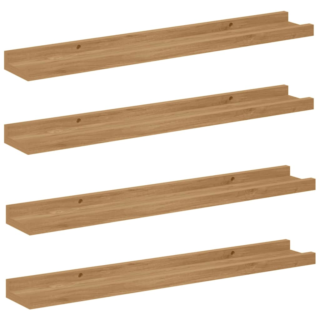 Wandplank met plank 4 pcs Bruin 60 x 9 x 3 cm Bewerkt hout is nu te koop bij PeponiXL, paradijselijk wonen!