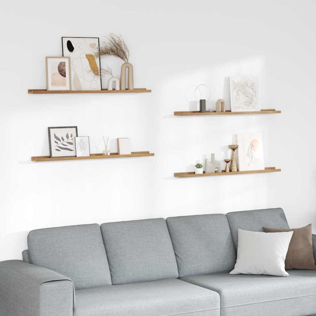 Wandplank met plank 4 pcs Bruin 100 x 9 x 3 cm Bewerkt hout is nu te koop bij PeponiXL, paradijselijk wonen!
