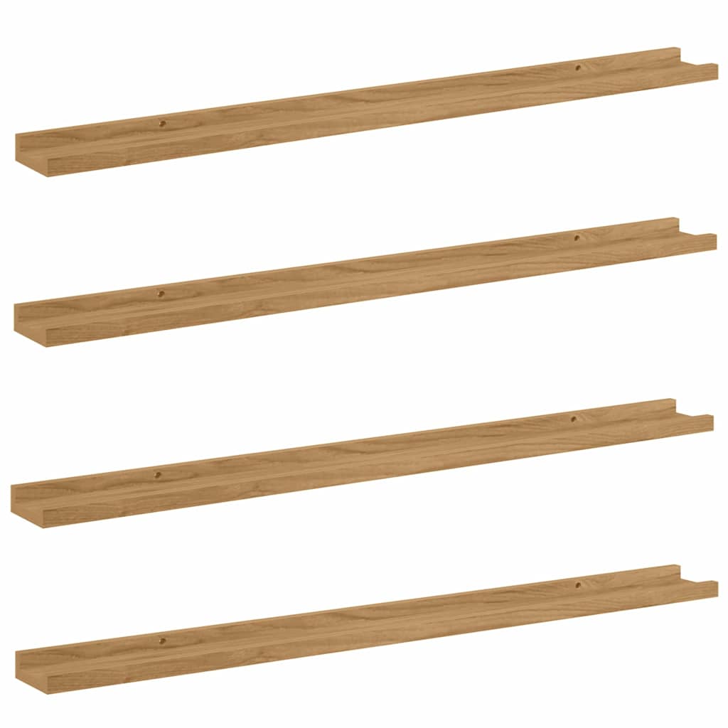 Wandplank met plank 4 pcs Bruin 100 x 9 x 3 cm Bewerkt hout is nu te koop bij PeponiXL, paradijselijk wonen!