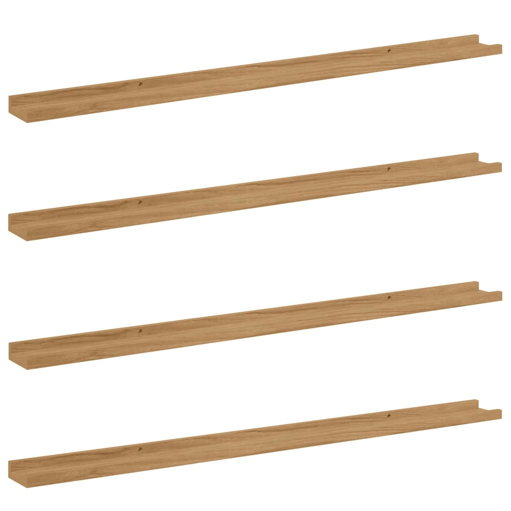 Wandplank met plank 4 pcs Bruin 115 x 9 x 3 cm Bewerkt hout is nu te koop bij PeponiXL, paradijselijk wonen!