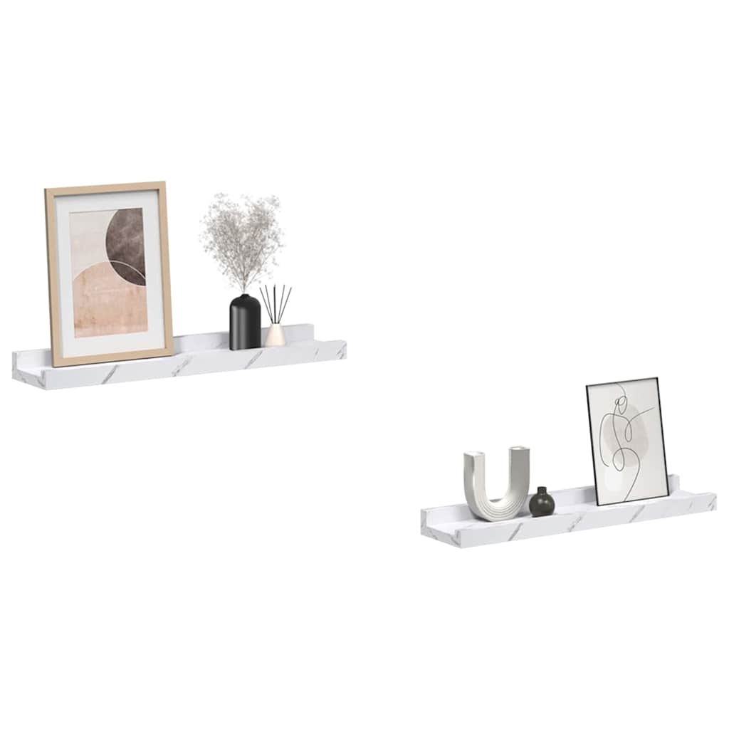Wandplank met plank 2 pcs Wit Marmer 40 x 9 x 3 cm Bewerkt hout is nu te koop bij PeponiXL, paradijselijk wonen!