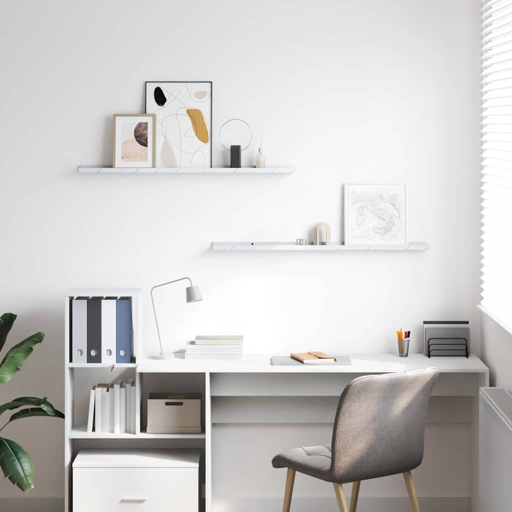 Wandplank 2 pcs Wit Marmer 100 x 9 x 3 cm Bewerkt hout is nu te koop bij PeponiXL, paradijselijk wonen!