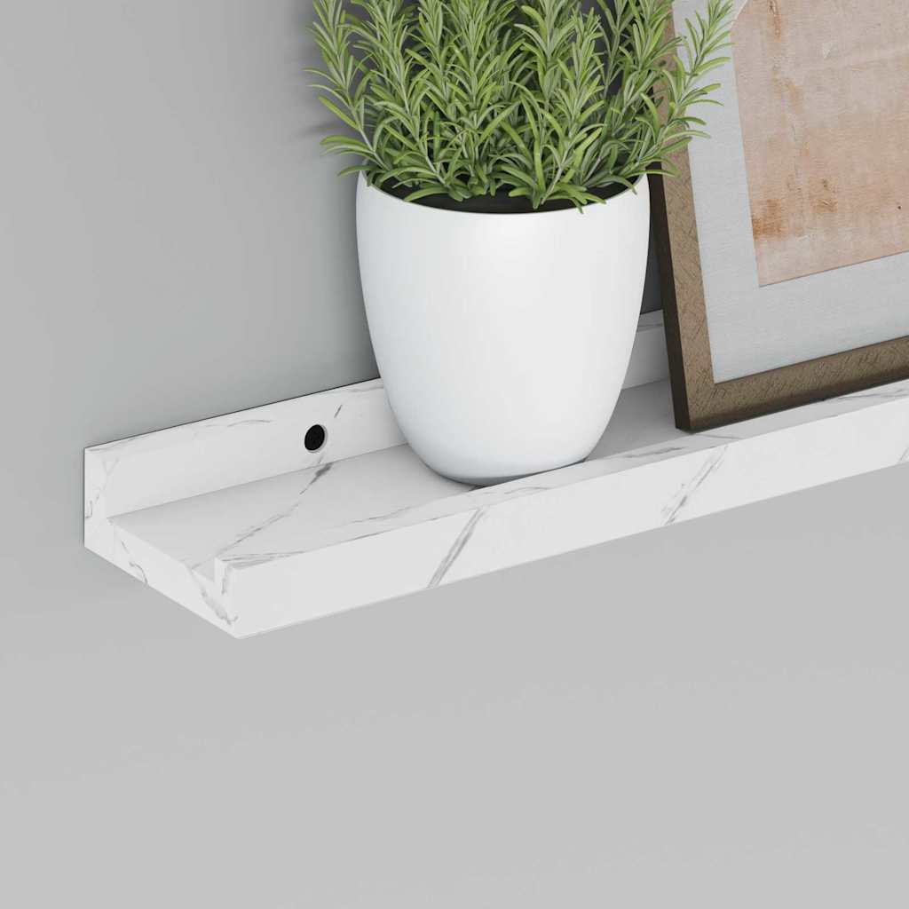 Wandplank met plank 4 pcs Wit Marmer 40 x 9 x 3 cm Bewerkt hout is nu te koop bij PeponiXL, paradijselijk wonen!