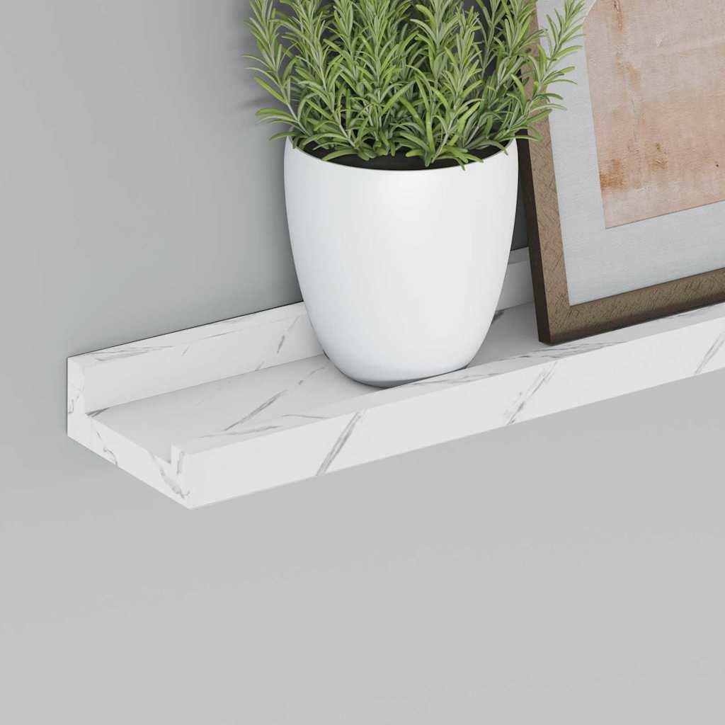 Wandplank met plank 4 pcs Wit Marmer 60 x 9 x 3 cm Bewerkt hout is nu te koop bij PeponiXL, paradijselijk wonen!