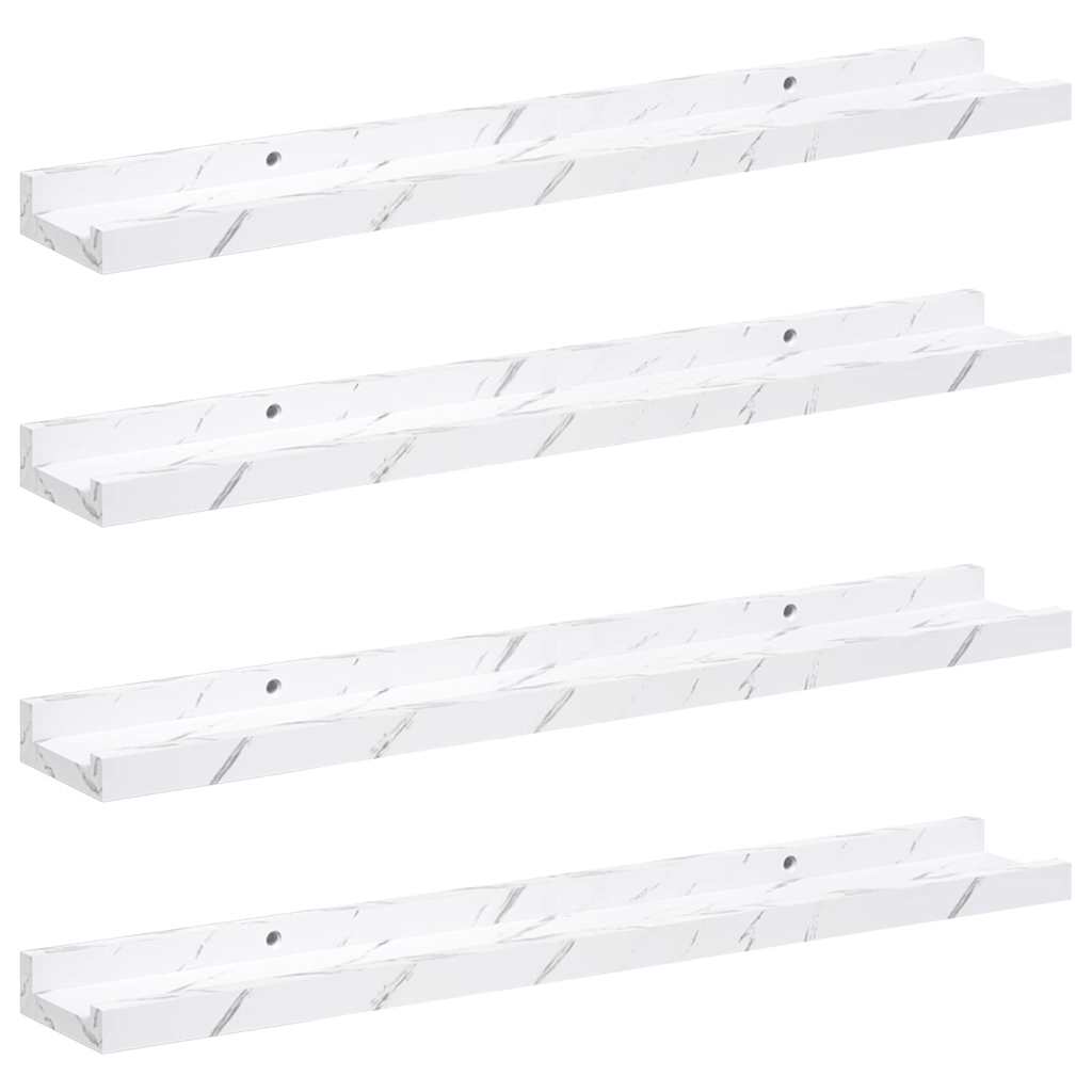 Wandplank met plank 4 pcs Wit Marmer 60 x 9 x 3 cm Bewerkt hout is nu te koop bij PeponiXL, paradijselijk wonen!