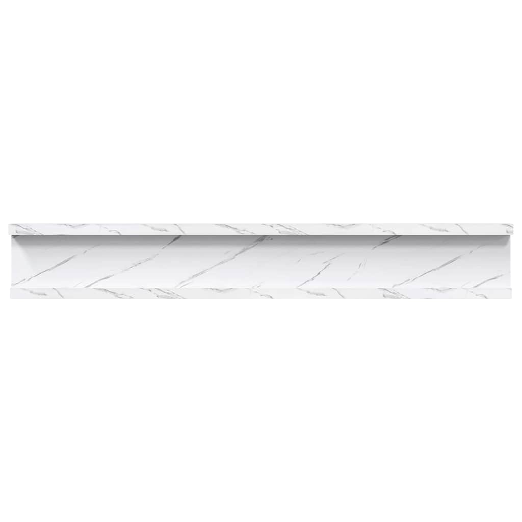 Wandplank met plank 4 pcs Wit Marmer 60 x 9 x 3 cm Bewerkt hout is nu te koop bij PeponiXL, paradijselijk wonen!