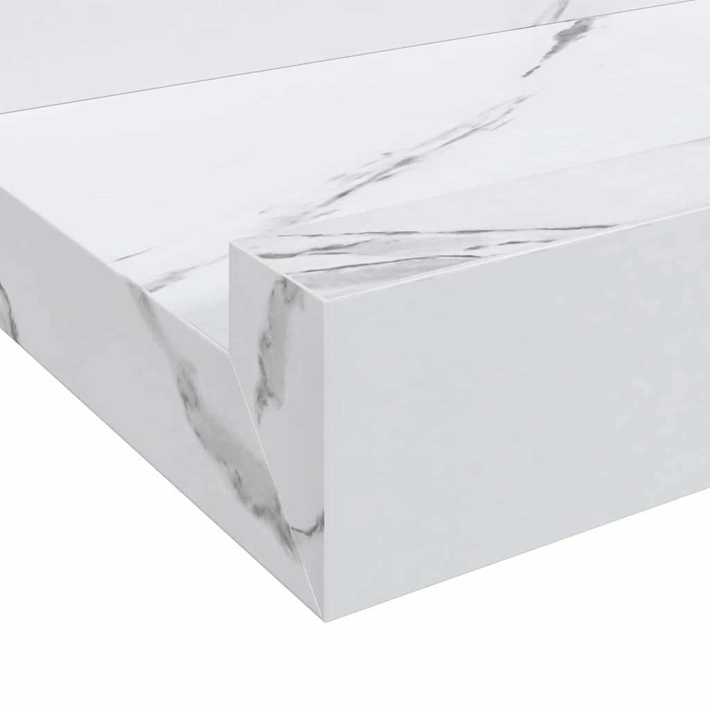 Wandplank met plank 4 pcs Wit Marmer 80 x 9 x 3 cm Bewerkt hout is nu te koop bij PeponiXL, paradijselijk wonen!