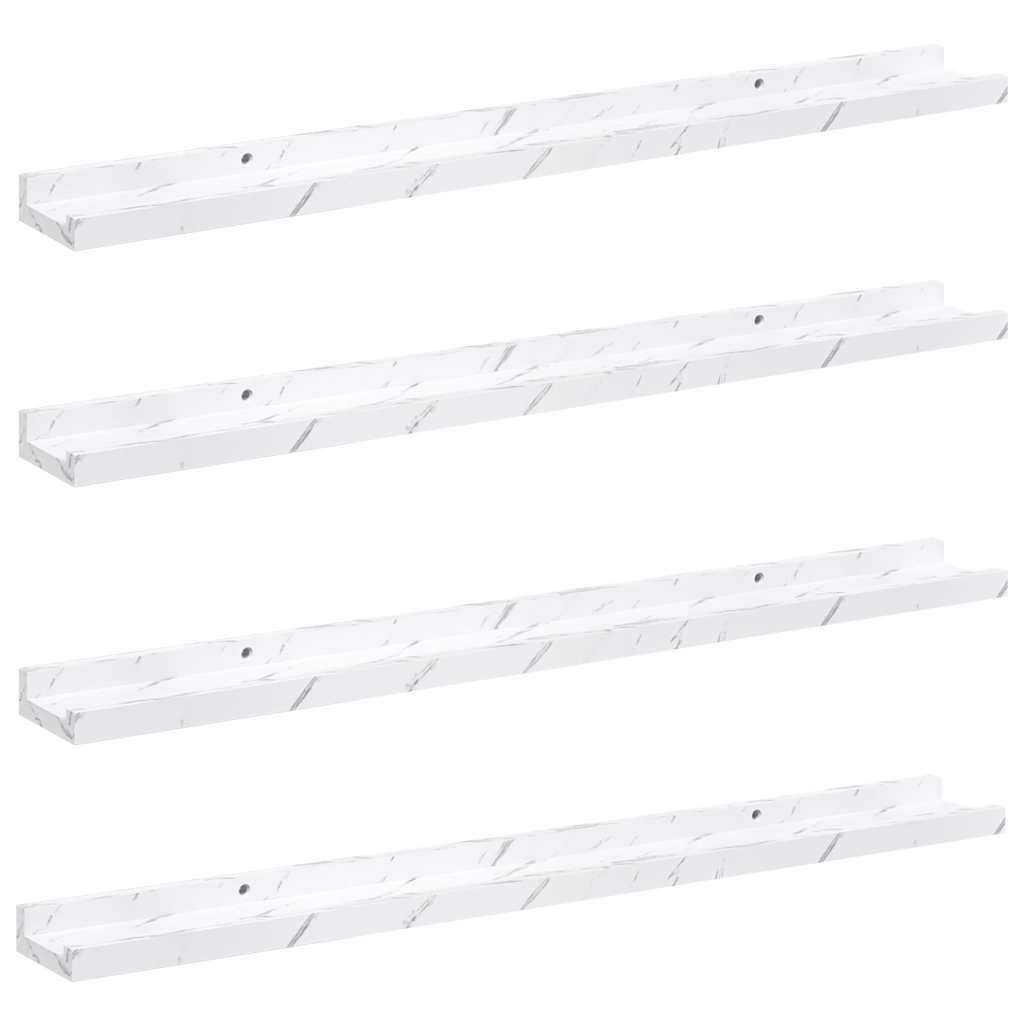 Wandplank met plank 4 pcs Wit Marmer 80 x 9 x 3 cm Bewerkt hout is nu te koop bij PeponiXL, paradijselijk wonen!