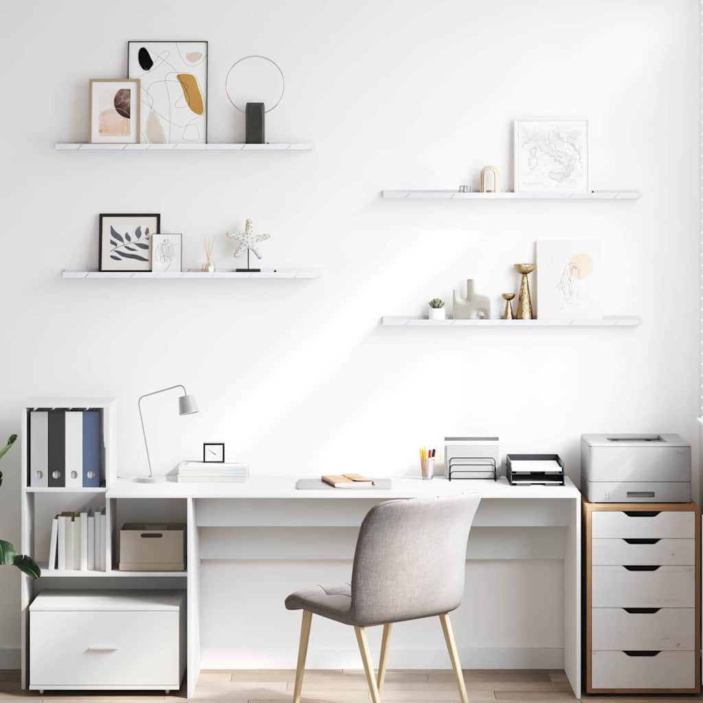 Wandplank 4 pcs Wit Marmer 100 x 9 x 3 cm Bewerkt hout is nu te koop bij PeponiXL, paradijselijk wonen!