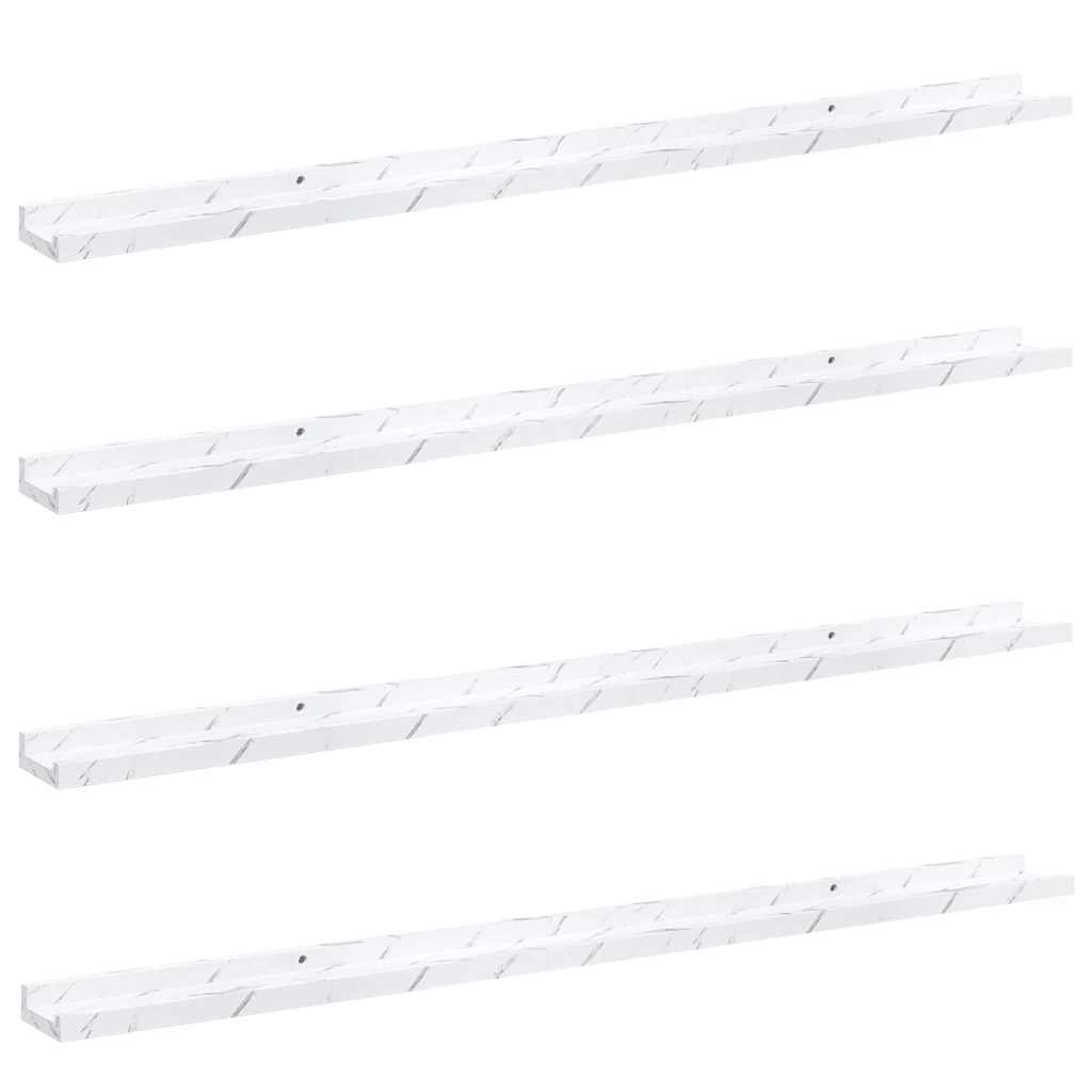 Wandplank 4 pcs Wit Marmer 115 x 9 x 3 cm Bewerkt hout is nu te koop bij PeponiXL, paradijselijk wonen!