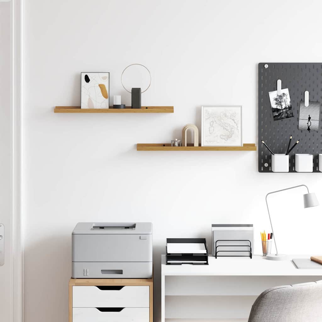 Wandplank met plank 2 pcs Beige 60 x 9 x 3 cm Bewerkt hout is nu te koop bij PeponiXL, paradijselijk wonen!
