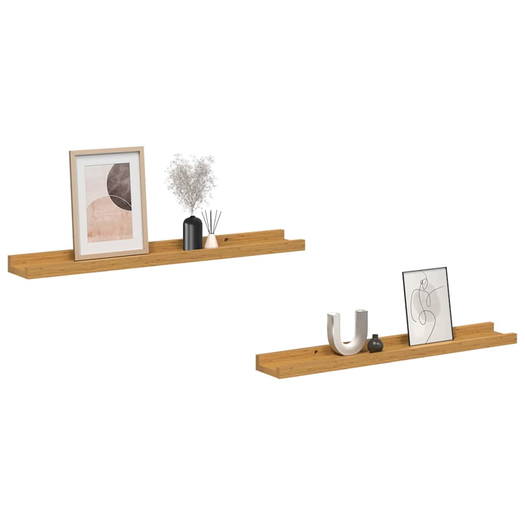 Wandplank met plank 2 pcs Beige 60 x 9 x 3 cm Bewerkt hout is nu te koop bij PeponiXL, paradijselijk wonen!