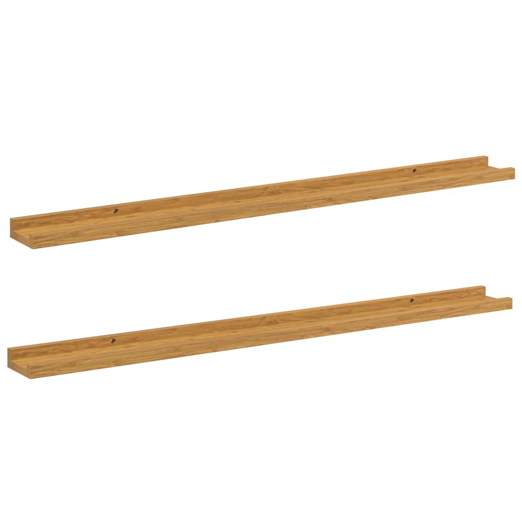Wandplank met plank 2 pcs Beige 100 x 9 x 3 cm Bewerkt hout is nu te koop bij PeponiXL, paradijselijk wonen!