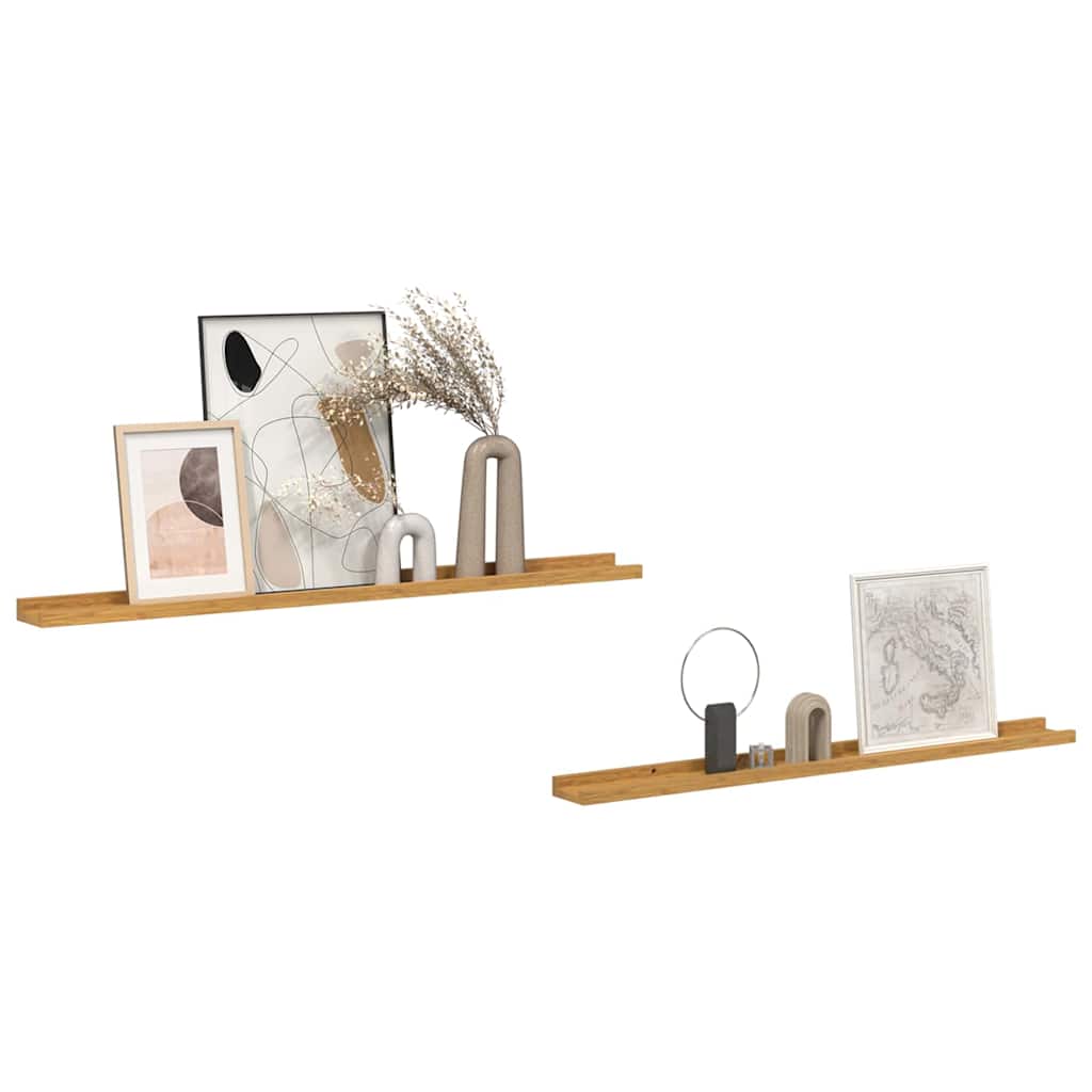 Wandplank met plank 2 pcs Beige 100 x 9 x 3 cm Bewerkt hout is nu te koop bij PeponiXL, paradijselijk wonen!