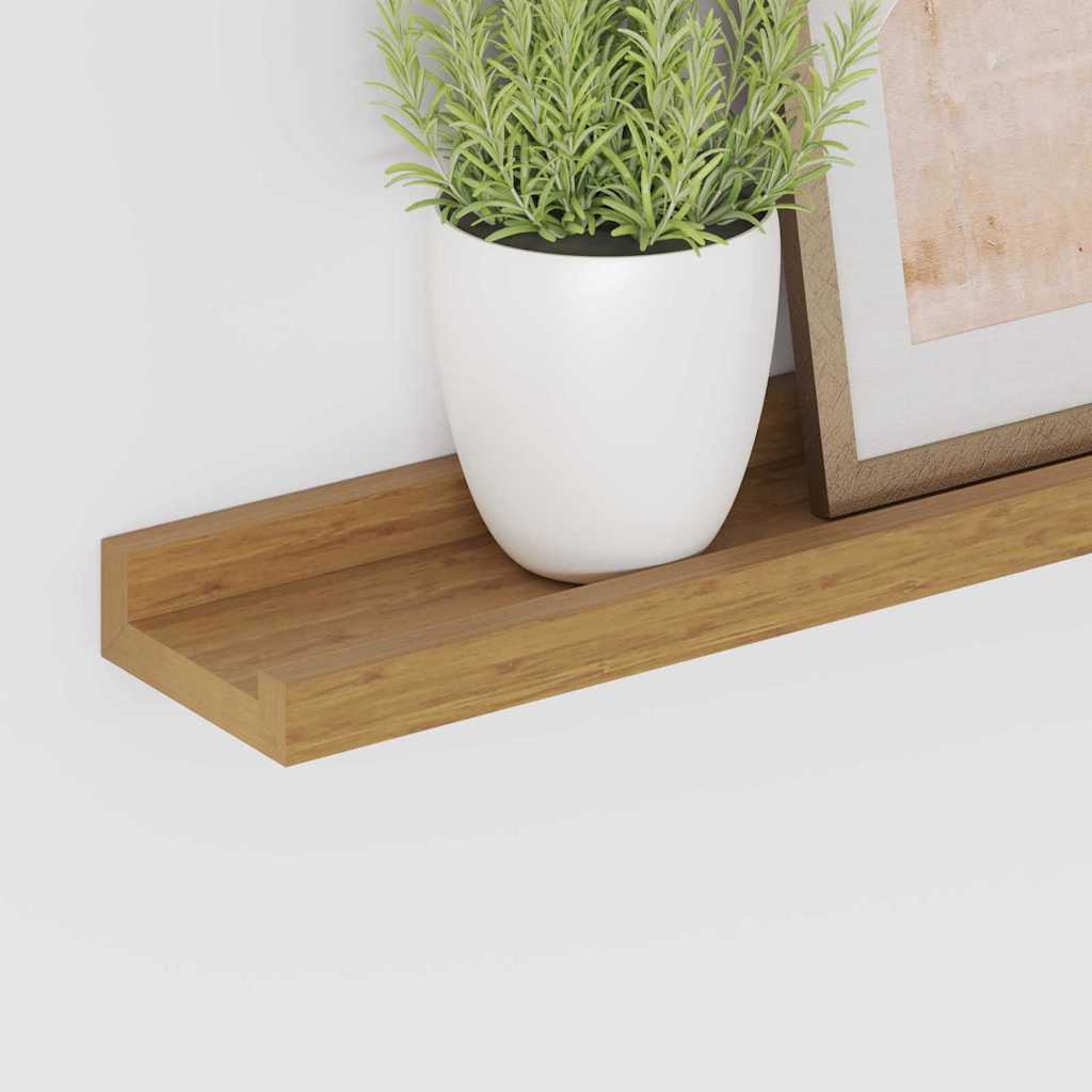 Wandplank met plank 2 pcs Beige 115 x 9 x 3 cm Bewerkt hout is nu te koop bij PeponiXL, paradijselijk wonen!