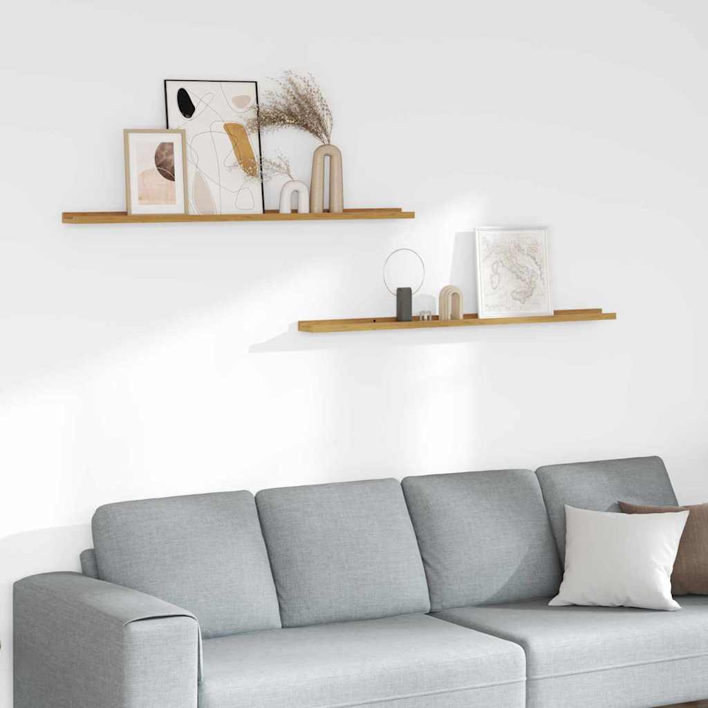 Wandplank met plank 2 pcs Beige 115 x 9 x 3 cm Bewerkt hout is nu te koop bij PeponiXL, paradijselijk wonen!