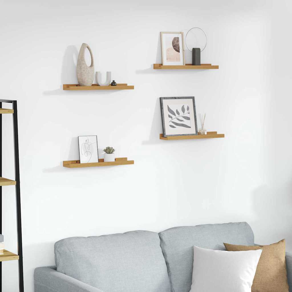 Wandplank met plank 4 pcs Beige 40 x 9 x 3 cm Bewerkt hout is nu te koop bij PeponiXL, paradijselijk wonen!