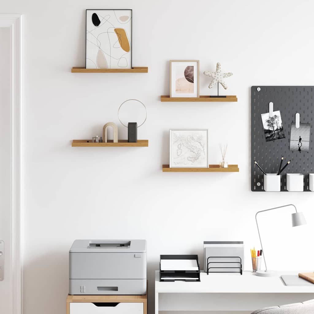 Wandplank met plank 4 pcs Beige 40 x 9 x 3 cm Bewerkt hout is nu te koop bij PeponiXL, paradijselijk wonen!
