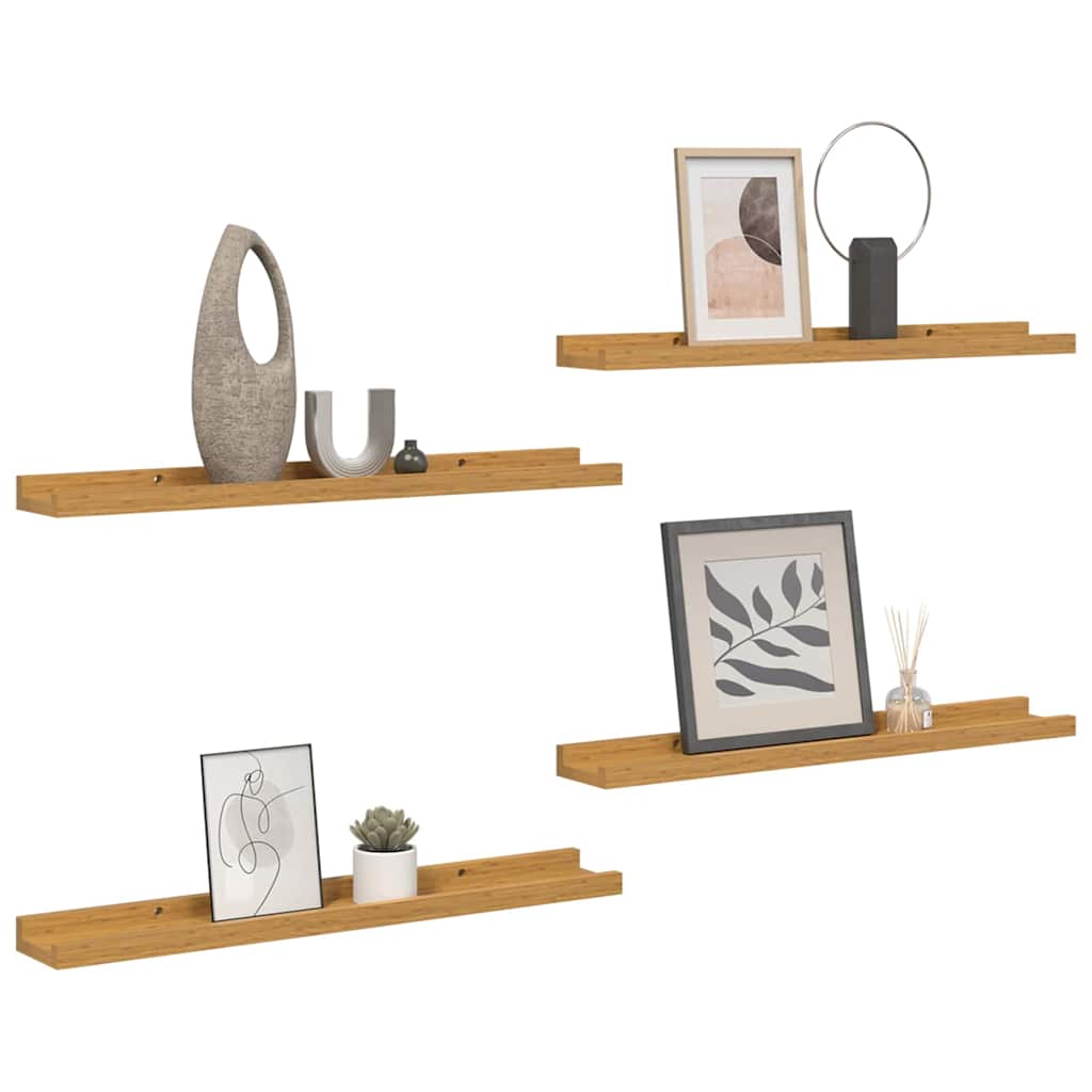 Wandplank met plank 4 pcs Beige 40 x 9 x 3 cm Bewerkt hout is nu te koop bij PeponiXL, paradijselijk wonen!