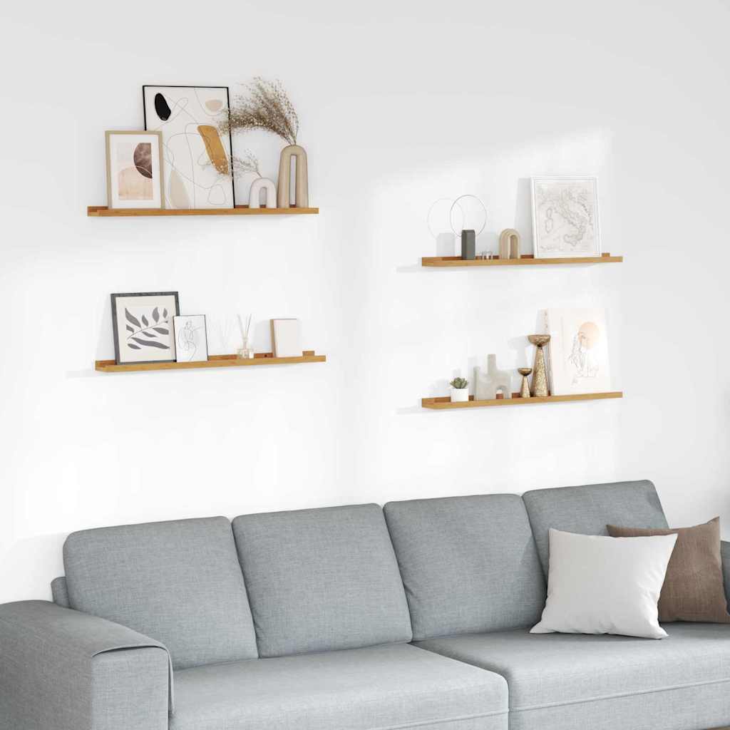 Wandplank met plank 4 pcs Beige 80 x 9 x 3 cm Bewerkt hout is nu te koop bij PeponiXL, paradijselijk wonen!