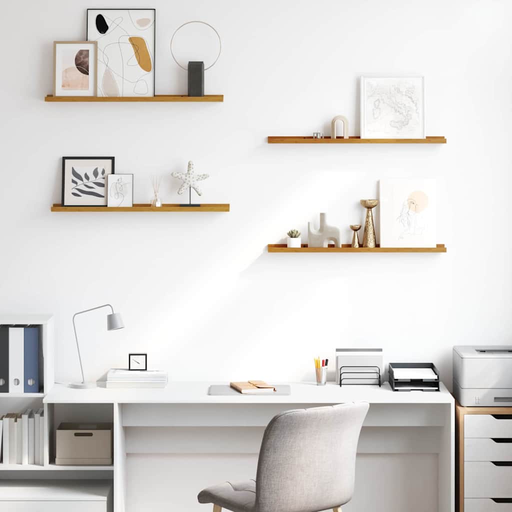 Wandplank met plank 4 pcs Beige 80 x 9 x 3 cm Bewerkt hout is nu te koop bij PeponiXL, paradijselijk wonen!
