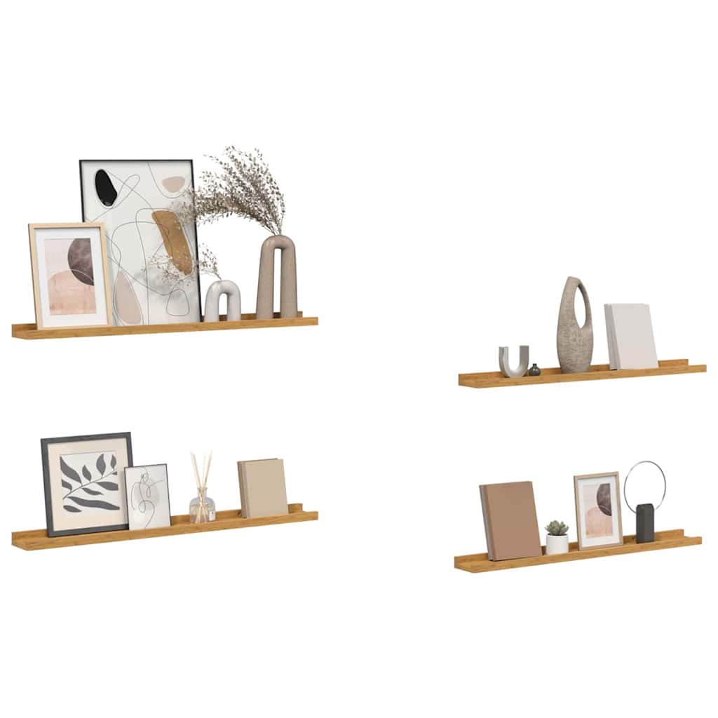Wandplank met plank 4 pcs Beige 80 x 9 x 3 cm Bewerkt hout is nu te koop bij PeponiXL, paradijselijk wonen!