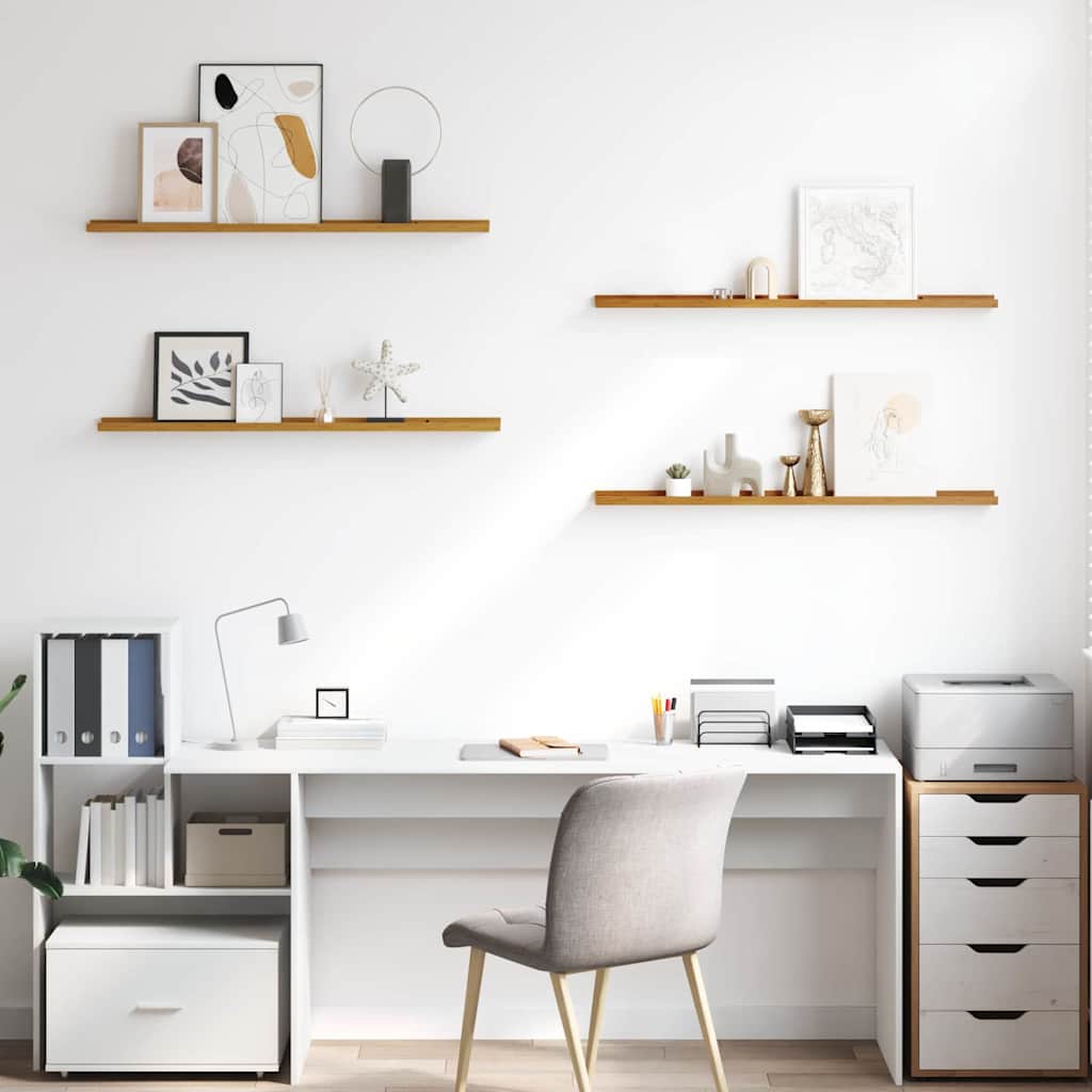 Wandplank met plank 4 pcs Beige 100 x 9 x 3 cm Bewerkt hout is nu te koop bij PeponiXL, paradijselijk wonen!