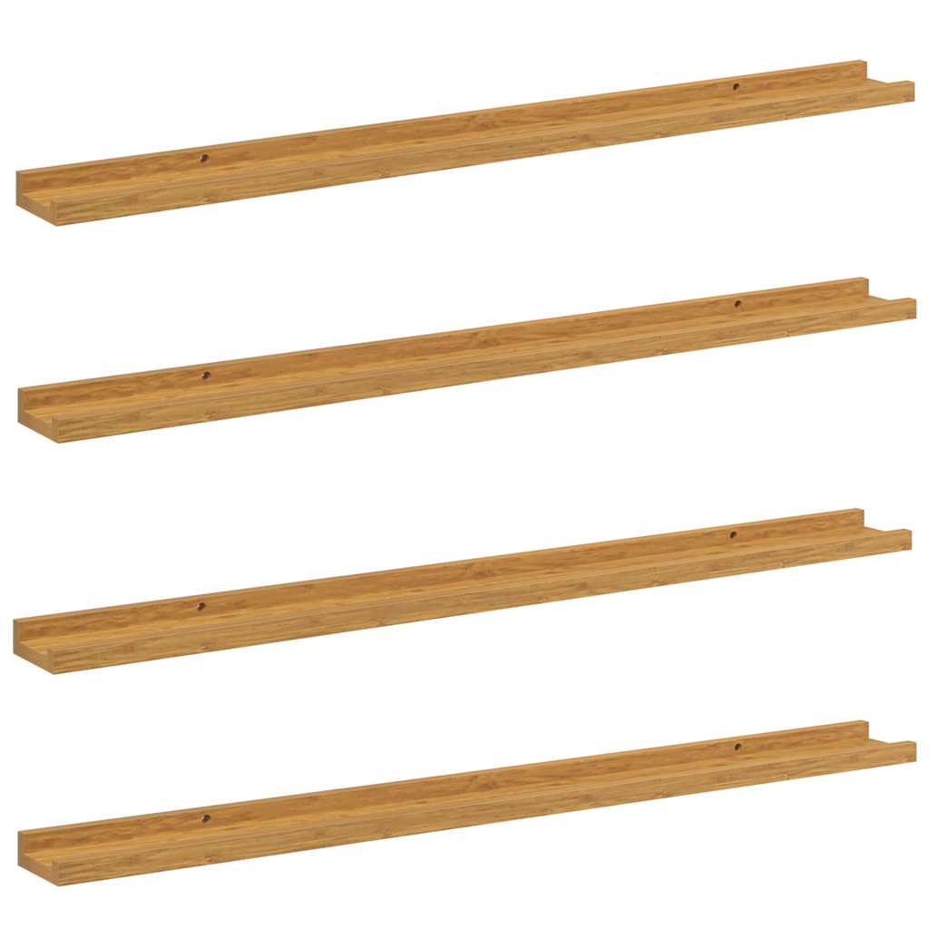 Wandplank met plank 4 pcs Beige 100 x 9 x 3 cm Bewerkt hout is nu te koop bij PeponiXL, paradijselijk wonen!