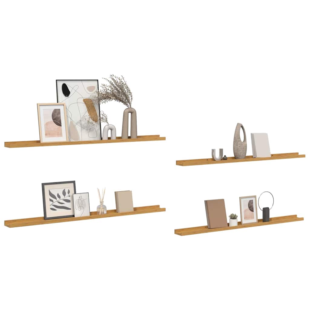 Wandplank met plank 4 pcs Beige 115 x 9 x 3 cm Bewerkt hout is nu te koop bij PeponiXL, paradijselijk wonen!