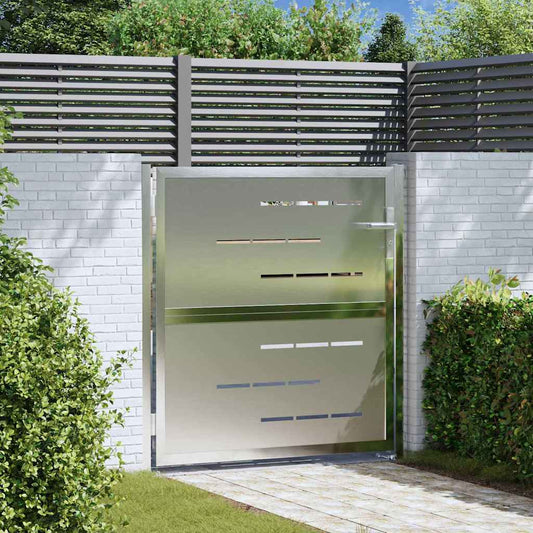 Tuinpoort met slot Zilver 85 x 97 cm Roestvrij staal is nu te koop bij PeponiXL, paradijselijk wonen!