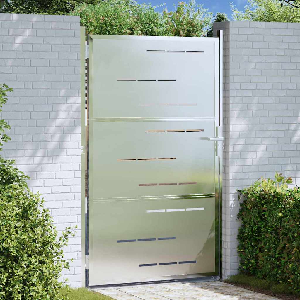 Tuinpoort met slot Zilver 85 x 120 cm Roestvrij staal is nu te koop bij PeponiXL, paradijselijk wonen!