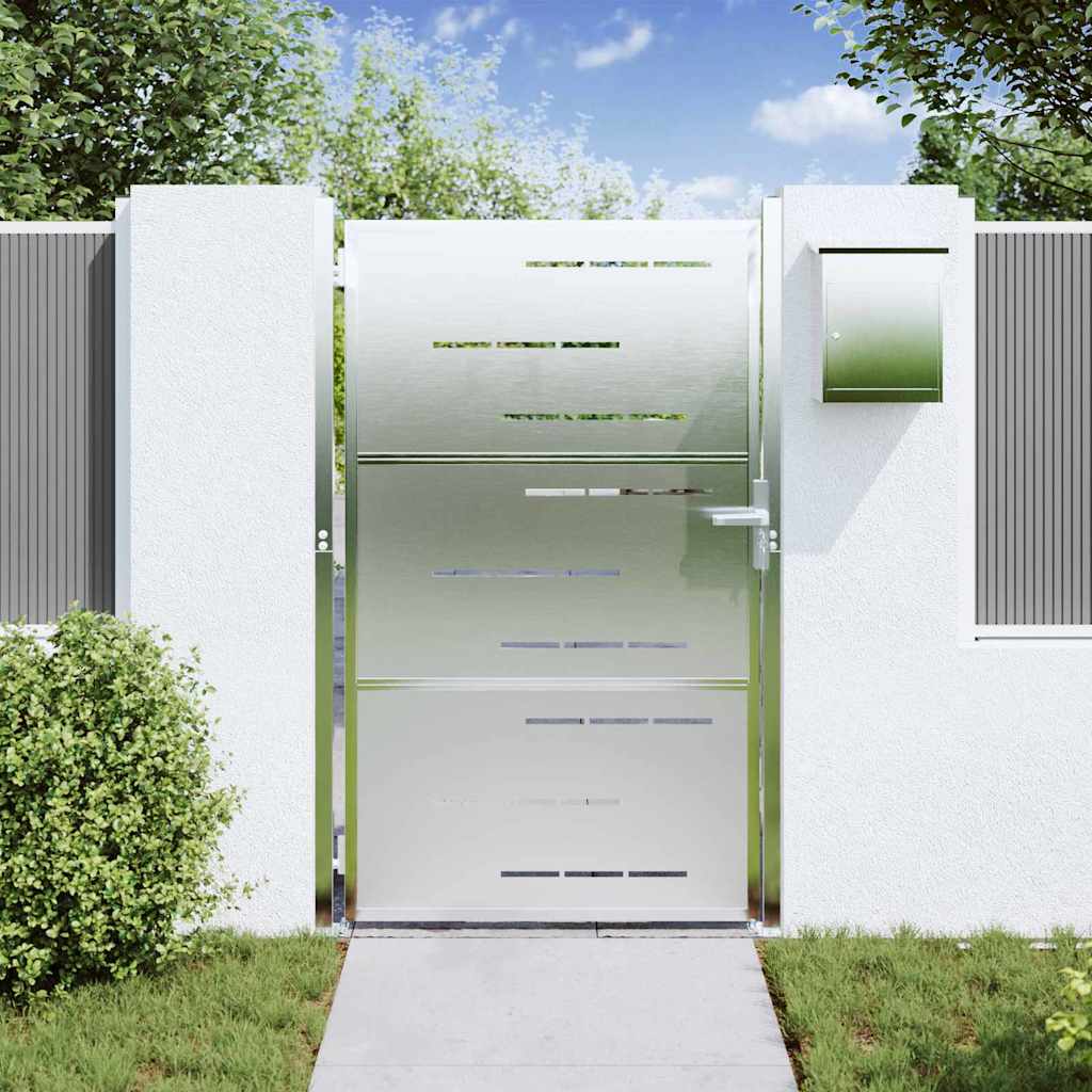 Tuinpoort met slot Zilver 85 x 120 cm Roestvrij staal is nu te koop bij PeponiXL, paradijselijk wonen!