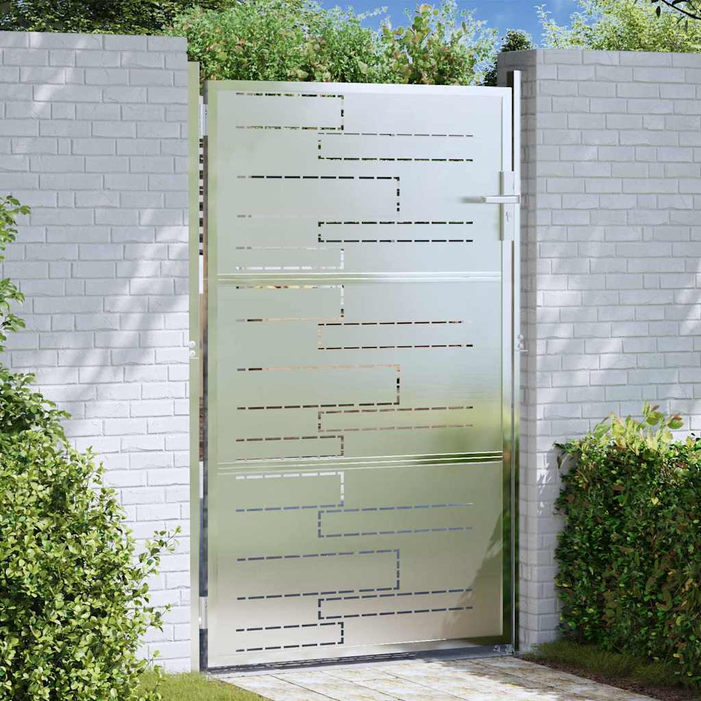 Tuinpoort met slot Zilver 85 x 144 cm Roestvrij staal is nu te koop bij PeponiXL, paradijselijk wonen!