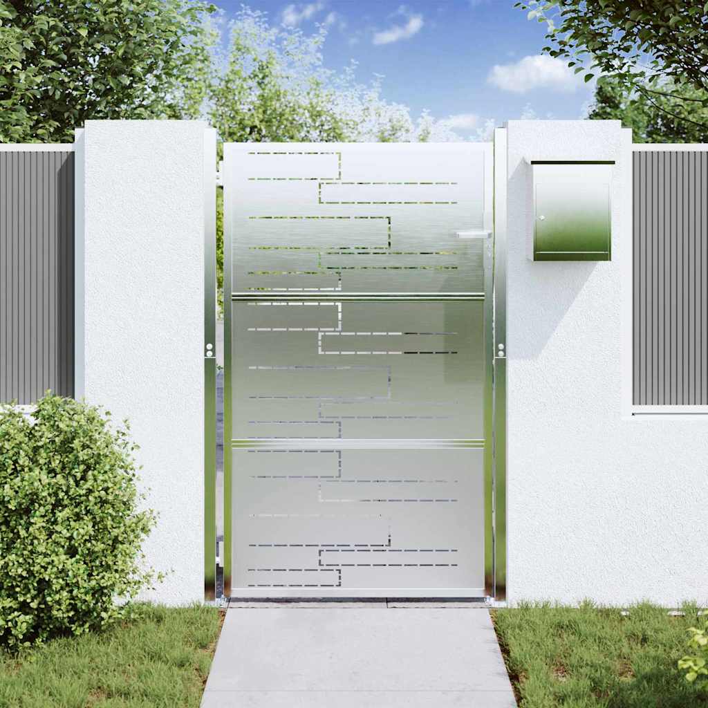 Tuinpoort met slot Zilver 85 x 144 cm Roestvrij staal is nu te koop bij PeponiXL, paradijselijk wonen!