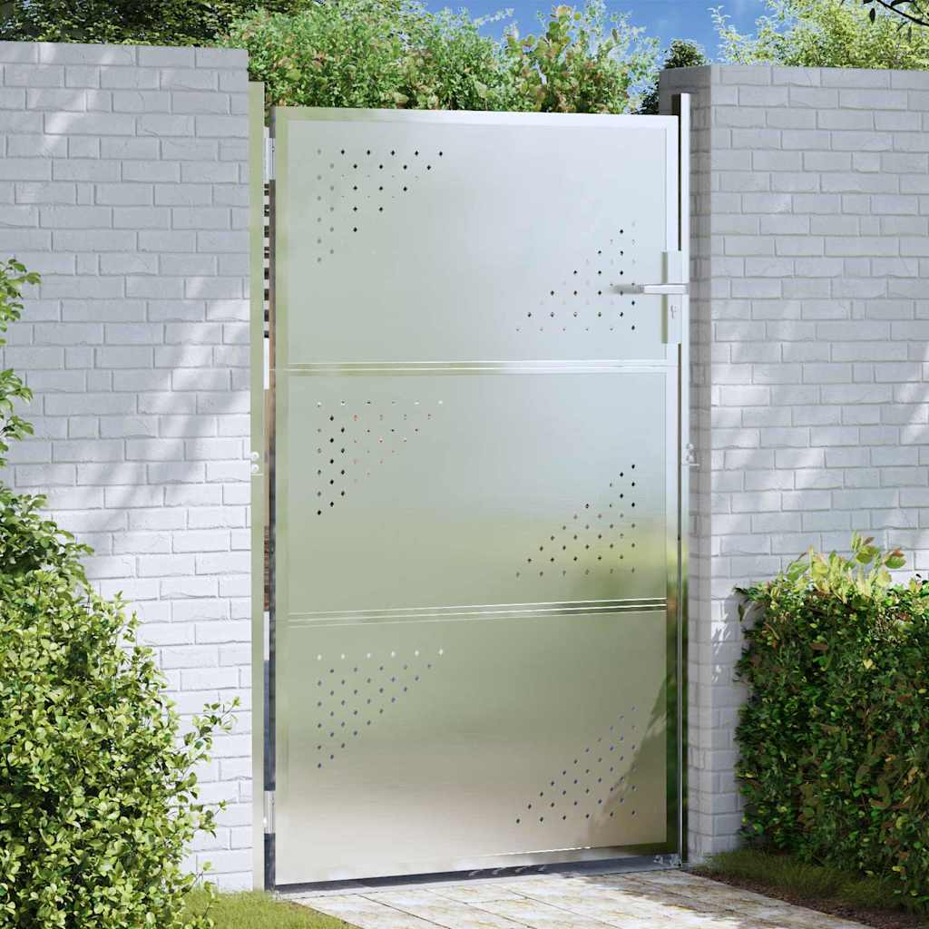 Tuinpoort met slot Zilver 85 x 144 cm Roestvrij staal is nu te koop bij PeponiXL, paradijselijk wonen!