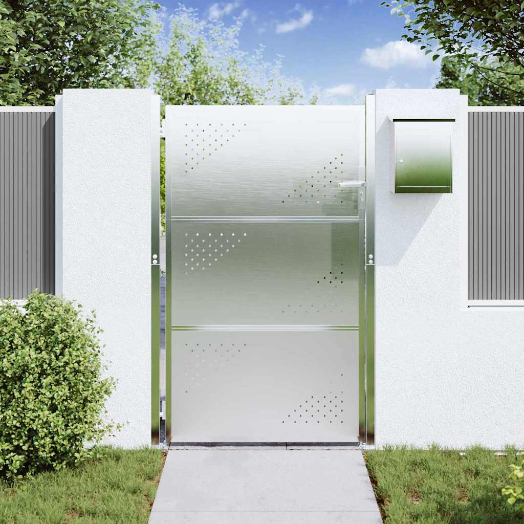 Tuinpoort met slot Zilver 85 x 144 cm Roestvrij staal is nu te koop bij PeponiXL, paradijselijk wonen!