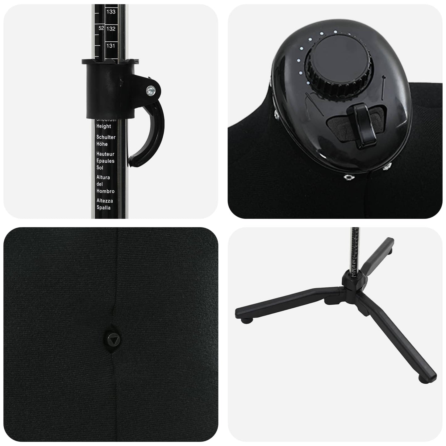 Verstelbare Kleedvorm Man Zwart 37.5-45.5 inch Stof is nu te koop bij PeponiXL, paradijselijk wonen!