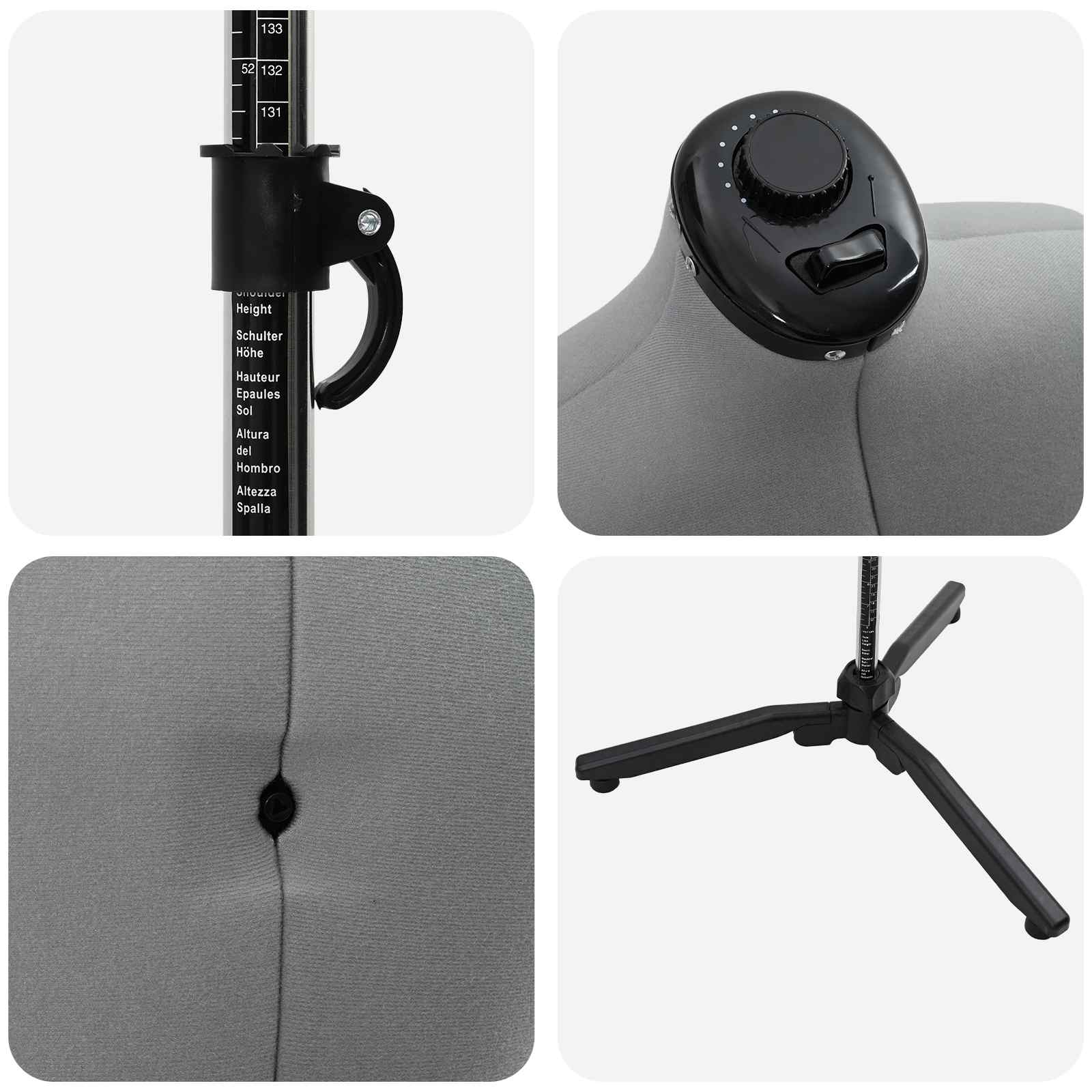 Verstelbare Kleedvorm Man Grijs 37.5-45.5 inch Stof is nu te koop bij PeponiXL, paradijselijk wonen!
