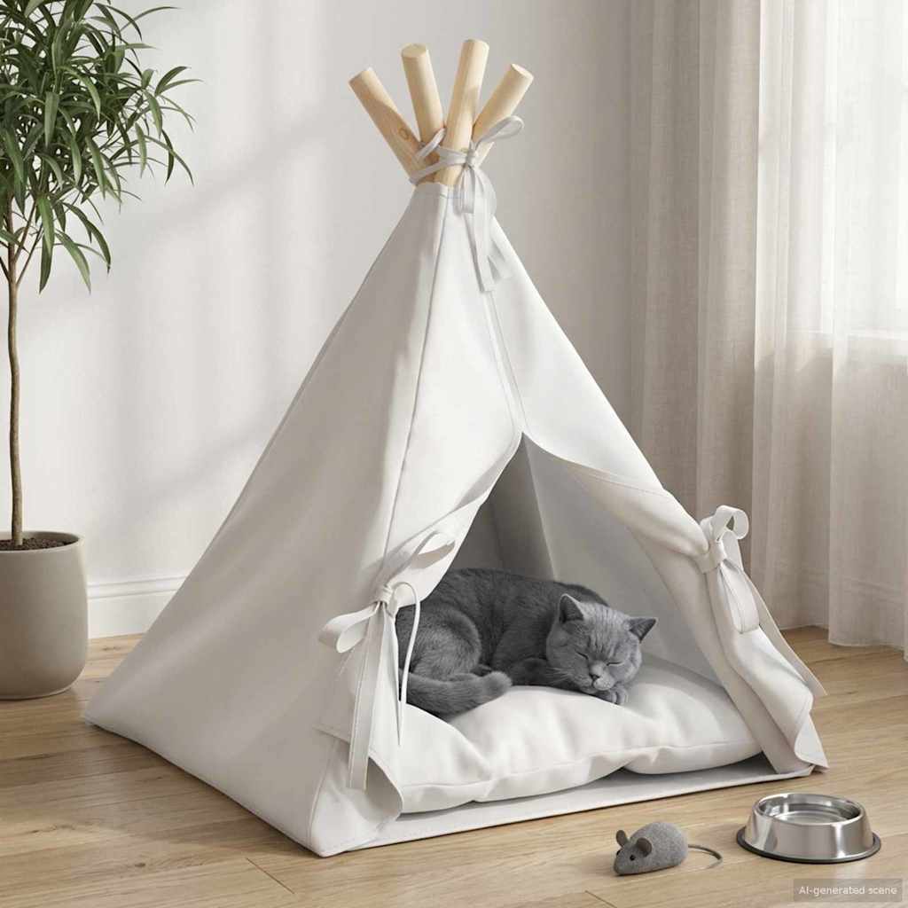 Dieren teepee met kussen Wit 40 x 40 x 50 cm Polyester is nu te koop bij PeponiXL, paradijselijk wonen!