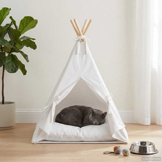 Dieren teepee met kussen Wit 40 x 40 x 50 cm Polyester is nu te koop bij PeponiXL, paradijselijk wonen!