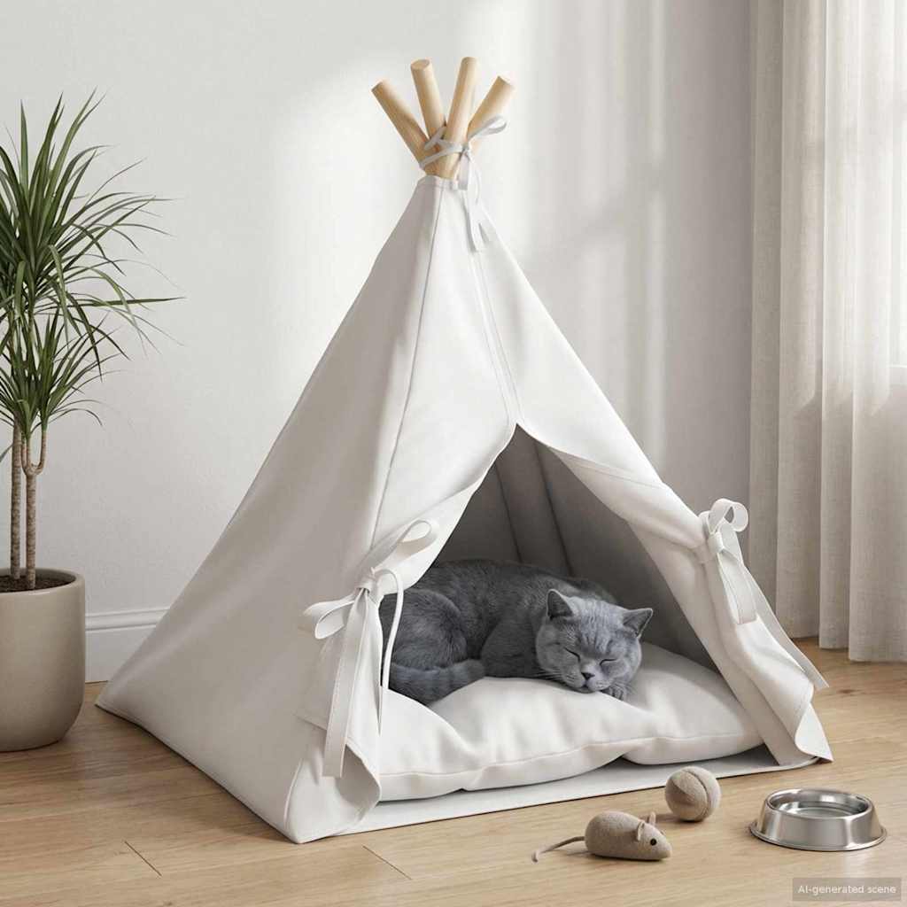 Dieren teepee met kussen Wit 50 x 50 x 60 cm Polyester is nu te koop bij PeponiXL, paradijselijk wonen!