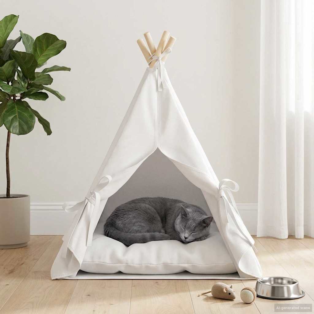 Dieren teepee met kussen Wit 50 x 50 x 60 cm Polyester is nu te koop bij PeponiXL, paradijselijk wonen!