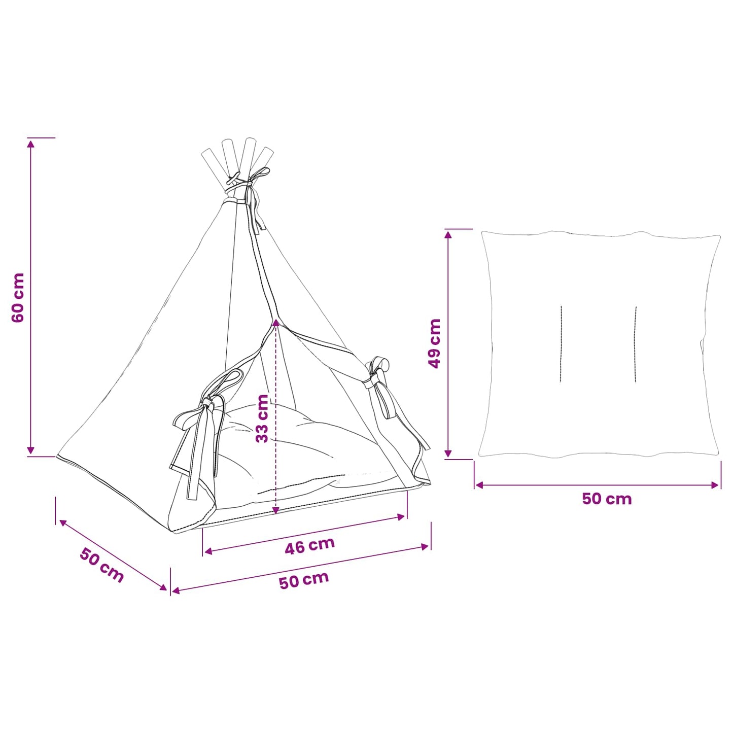 Dieren teepee met kussen Wit 50 x 50 x 60 cm Polyester is nu te koop bij PeponiXL, paradijselijk wonen!