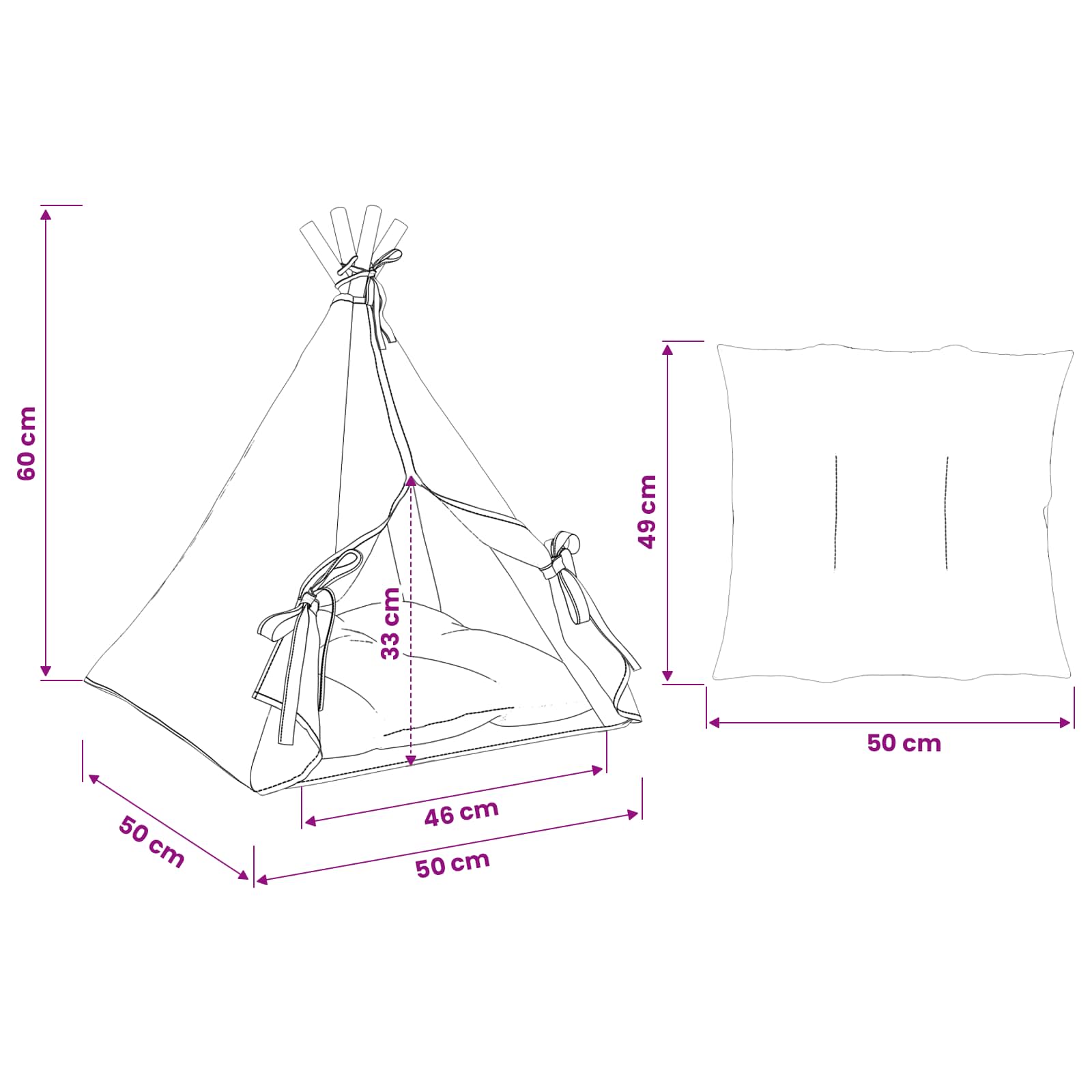 Dieren teepee met kussen Wit 50 x 50 x 60 cm Polyester is nu te koop bij PeponiXL, paradijselijk wonen!
